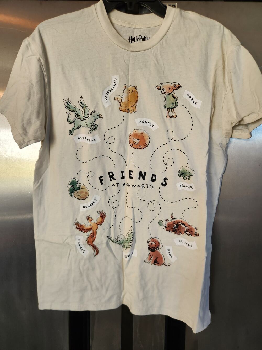 Harry Potter Friends At Hogwarts Graphic Tee Size M | Magical Creatures White